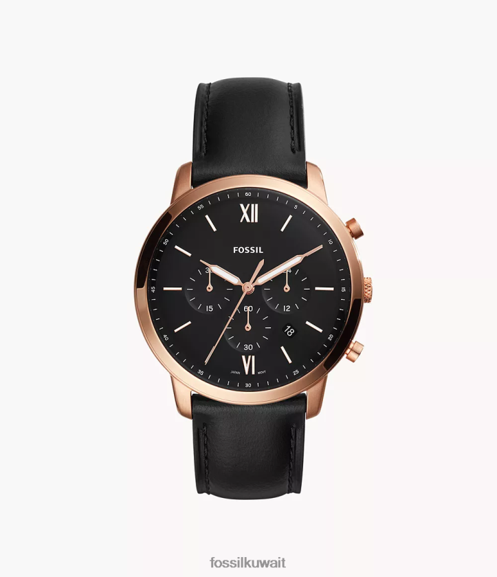 كيلووات Fossil رجال ساعة نيوترا كرونوغراف جلدية أسود 2F6F21409 يشاهد