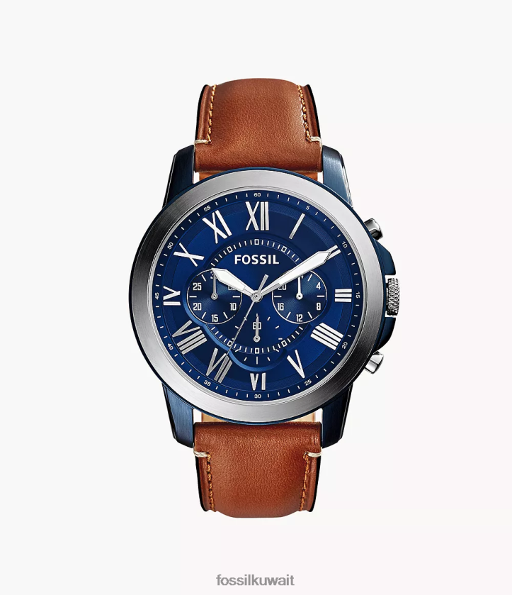 كيلووات Fossil رجال منح ساعة كرونوغراف جلدية خفيفة بني 2F6F21446 يشاهد