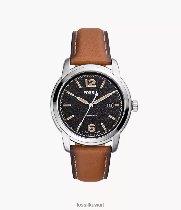 كيلووات Fossil رجال ساعة تراثية جلد أوتوماتيكية أمتعة السفر 2F6F21452 يشاهد