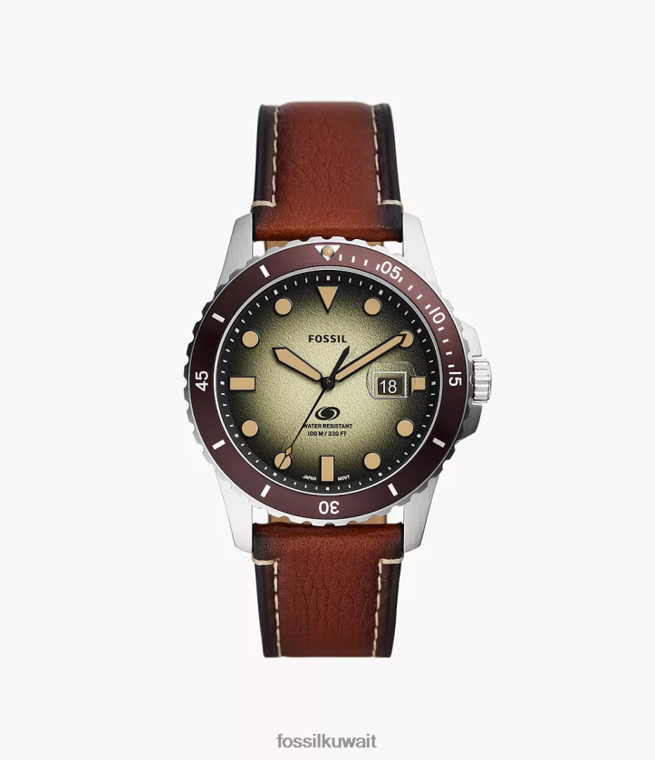 كيلووات Fossil رجال ساعة جلد لايتهيد بثلاثة عقارب لعرض التاريخ أزرق 2F6F21573 يشاهد