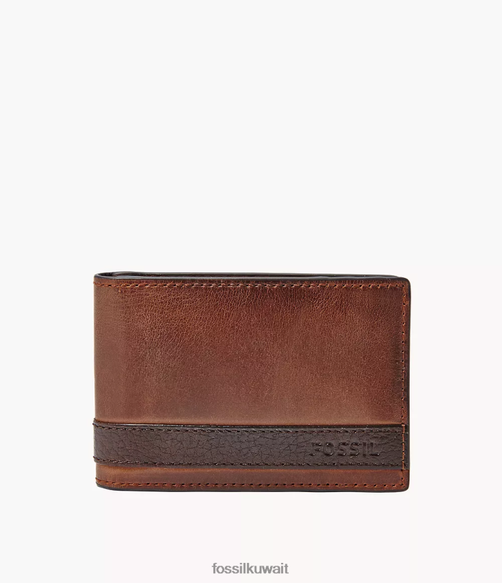 كيلووات Fossil رجال مشبك نقود كوين ثنائي الطي بني 2F6F21675 محفظة