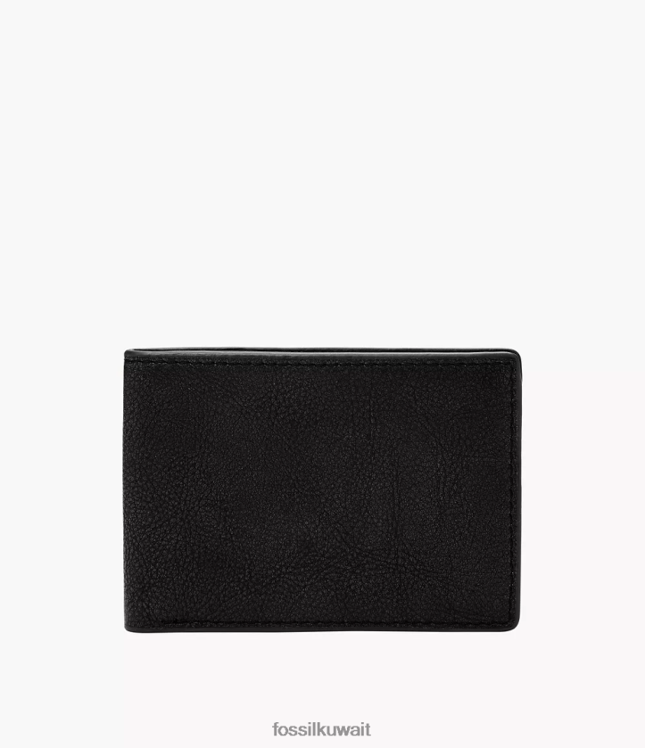 كيلووات Fossil رجال ستيفن الجيب الأمامي ثنائي الطي أسود 2F6F21692 محفظة
