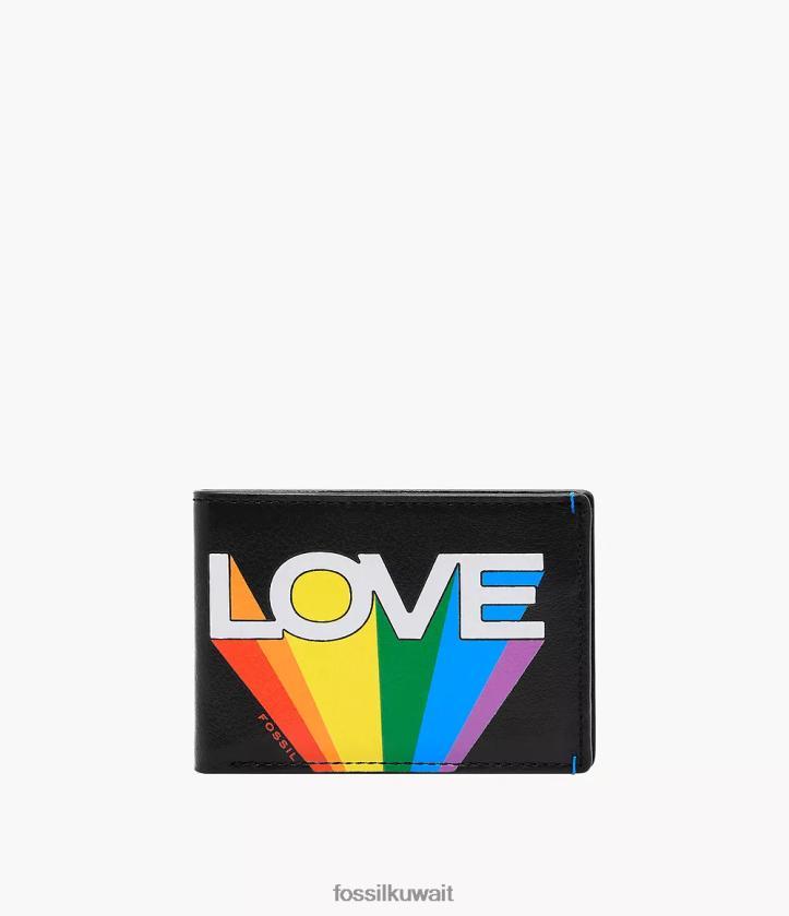 كيلووات Fossil رجال إصدار محدود من برايد برونسون للجيب الأمامي ثنائي الطي أسود 2F6F21795 محفظة