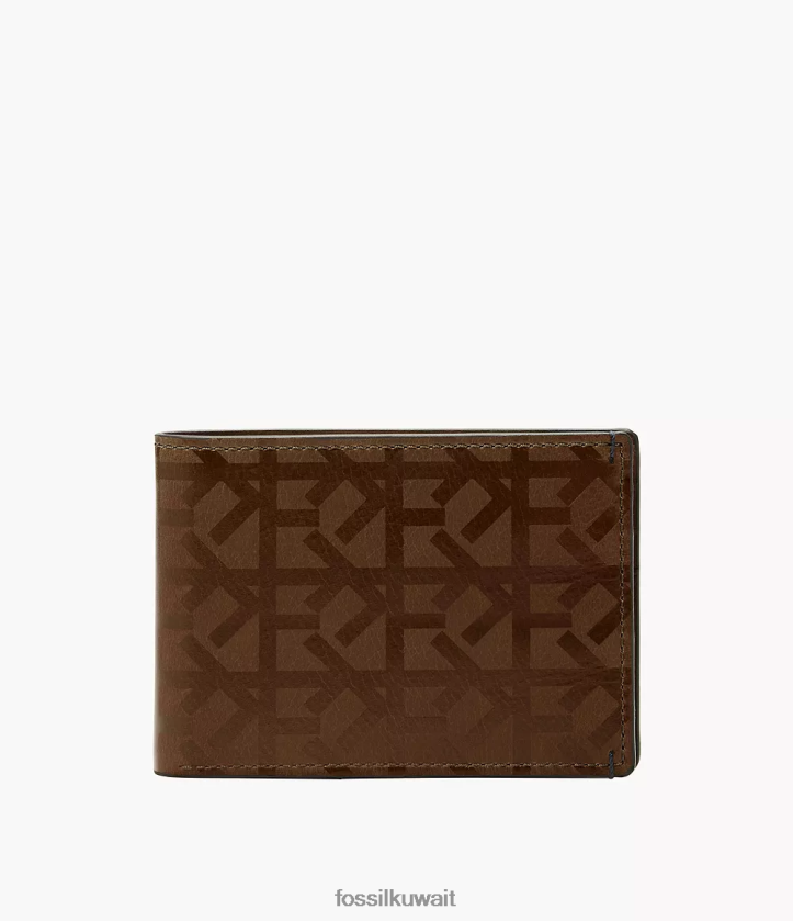 كيلووات Fossil رجال جيب برونسون الأمامي ثنائي الطي بني 2F6F21819 محفظة