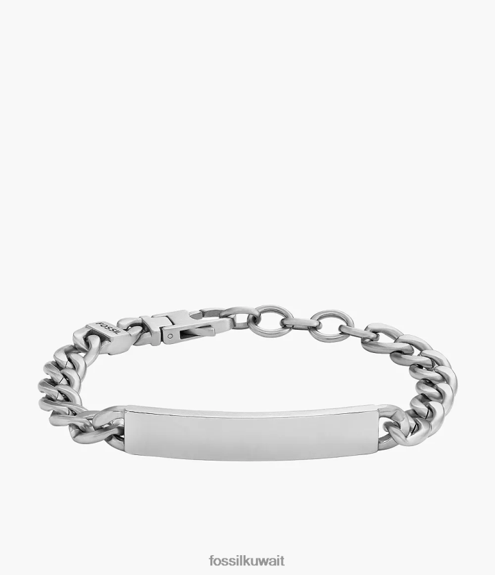 كيلووات Fossil رجال وجه سوار معرف الفولاذ المقاوم للصدأ لهجة الفضة 2F6F21857 مجوهرات