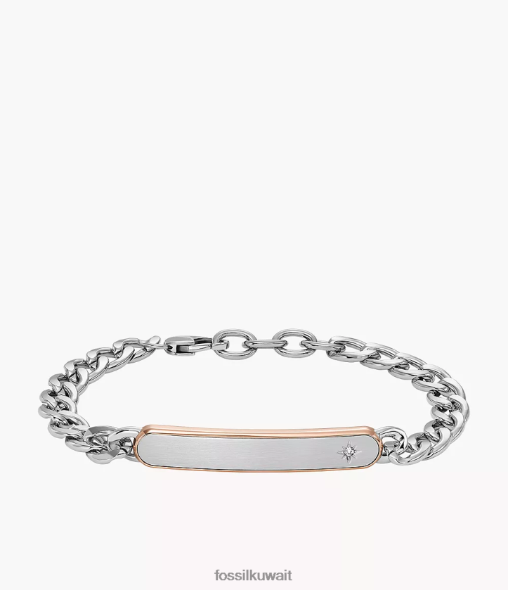 كيلووات Fossil رجال سوار سلسلة كلاسيكي من الفولاذ المقاوم للصدأ نغمتان 2F6F21888 مجوهرات