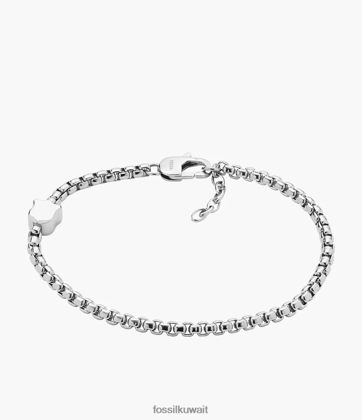 كيلووات Fossil رجال سوار سلسلة من الفولاذ المقاوم للصدأ بدرع التراث لهجة الفضة 2F6F21896 مجوهرات