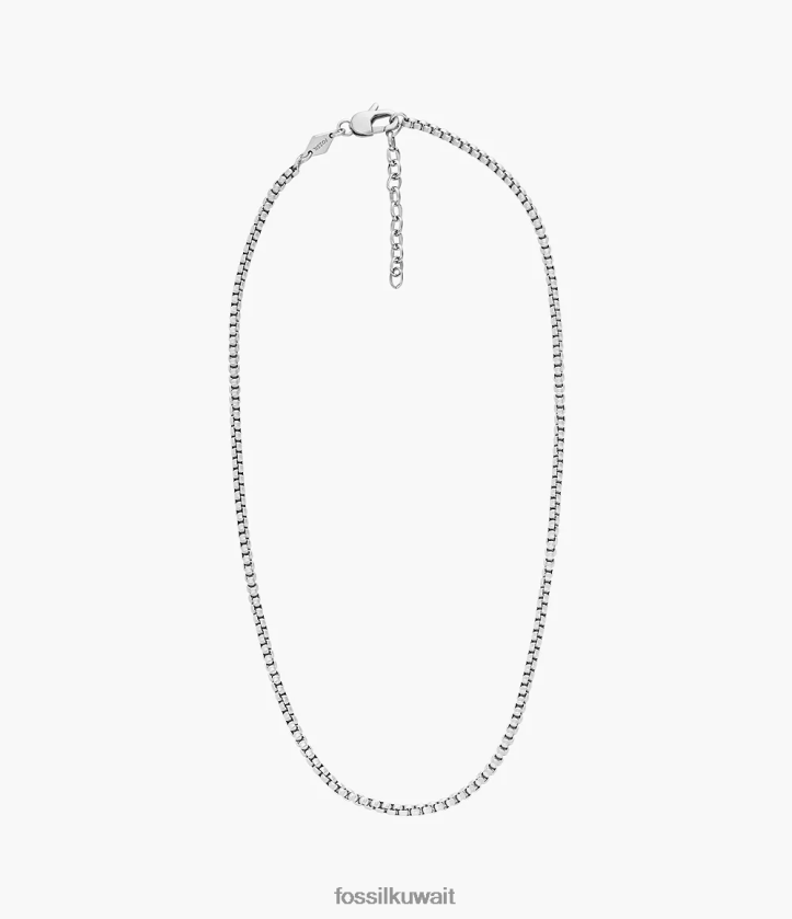 كيلووات Fossil رجال جميع قلادة سلسلة الفولاذ المقاوم للصدأ مكدسة لهجة الفضة 2F6F21906 مجوهرات