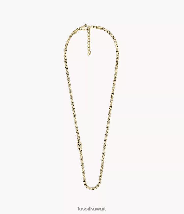 كيلووات Fossil رجال قلادة سلسلة من الفولاذ المقاوم للصدأ للمغامر نغمة ذهبية 2F6F21911 مجوهرات