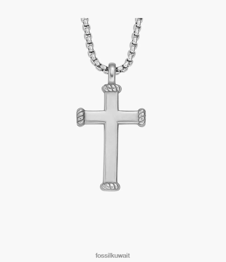 كيلووات Fossil رجال لحظات ذات مغزى قلادة قلادة من الفولاذ المقاوم للصدأ لهجة الفضة 2F6F21920 مجوهرات