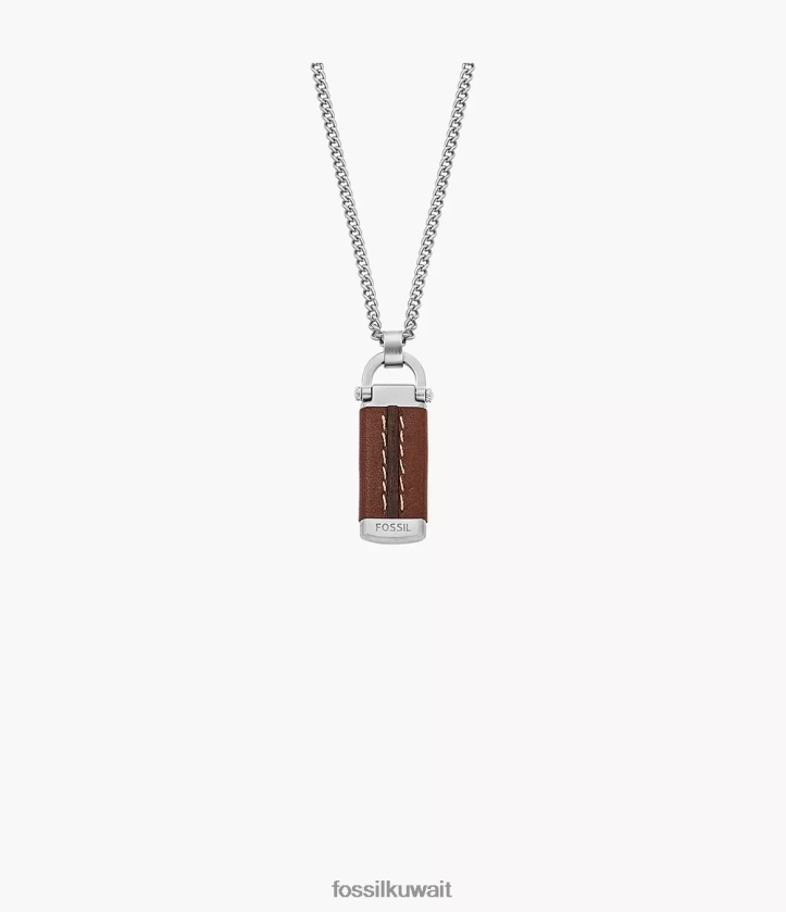 كيلووات Fossil رجال قلادة هيريتاج دي لينك من الفولاذ المقاوم للصدأ بني متوسط 2F6F21921 مجوهرات