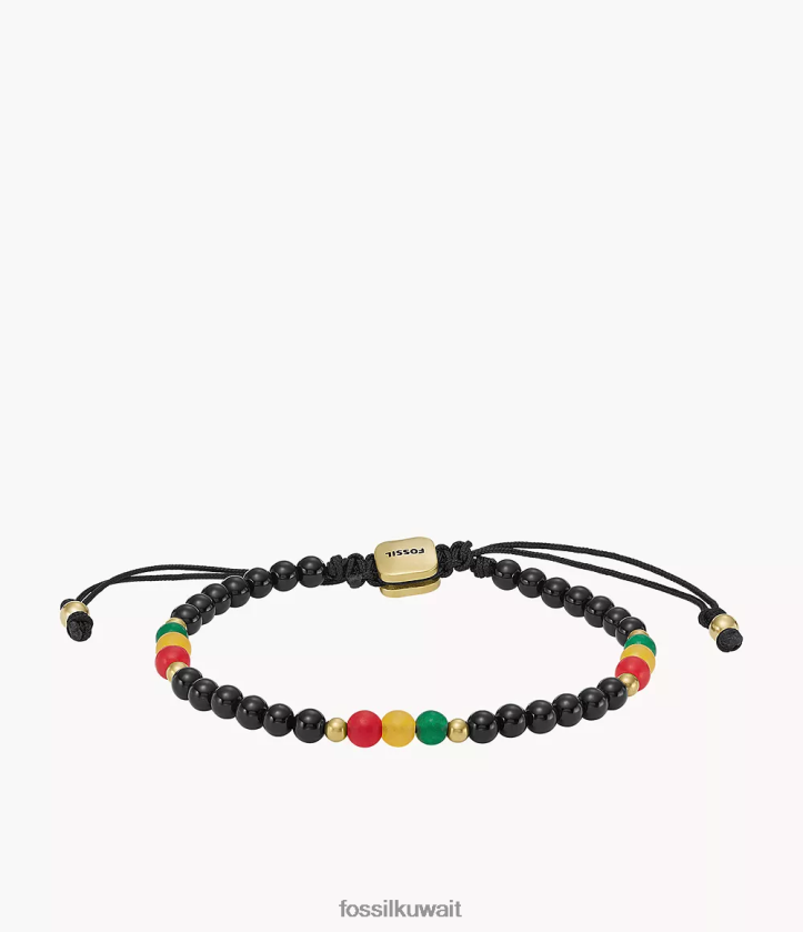 كيلووات Fossil رجال سوار مطرز بالخرز من العقيق واليشم لشهر التاريخ أسود 2F6F21942 مجوهرات