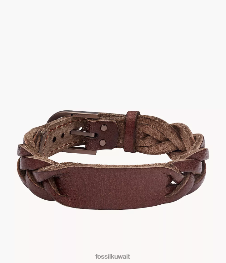 كيلووات Fossil رجال سوار من الجلد المضفر التراثي بني 2F6F21957 مجوهرات