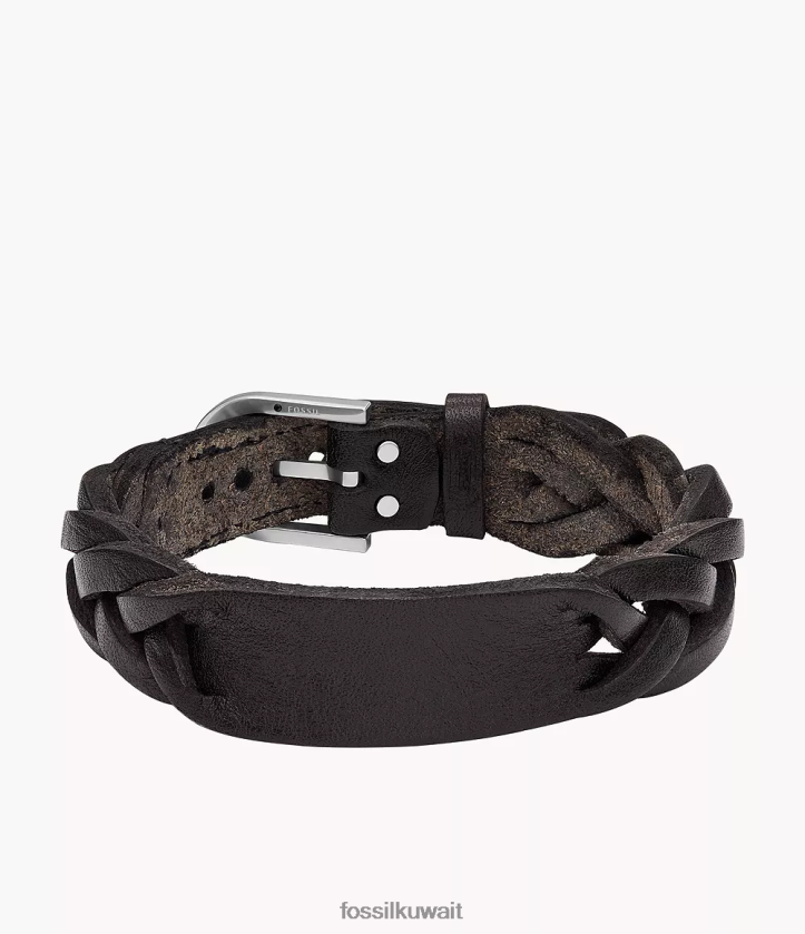 كيلووات Fossil رجال سوار من الجلد المضفر التراثي أسود 2F6F21958 مجوهرات