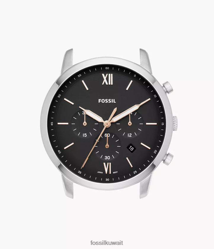 كيلووات Fossil رجال علبة ساعة نيوترا كرونوغراف من الفولاذ المقاوم للصدأ أسود 2F6F22076 ملحق