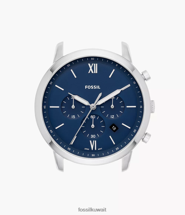 كيلووات Fossil رجال علبة ساعة نيوترا كرونوغراف من الفولاذ المقاوم للصدأ أزرق 2F6F22077 ملحق
