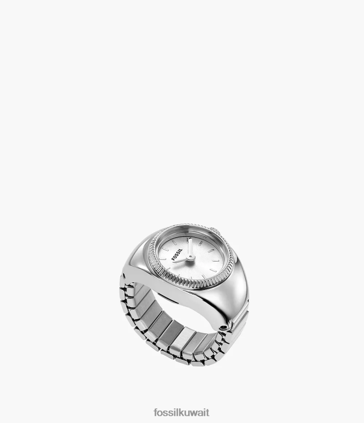 كيلووات Fossil نحيف خاتم الساعة بعقربين ستانلس ستيل لهجة الفضة 2F6F221 حلقة الساعة
