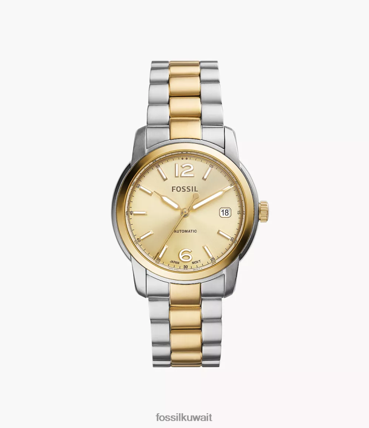 كيلووات Fossil نحيف ساعة تراثية أوتوماتيكية من الفولاذ المقاوم للصدأ نغمتان 2F6F224 يشاهد