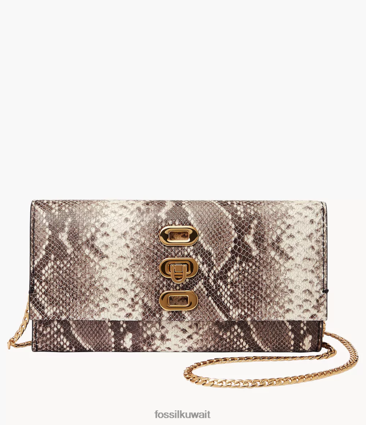 كيلووات Fossil نحيف محفظة بنروز كروس أبيض 2F6F2298 شنطة