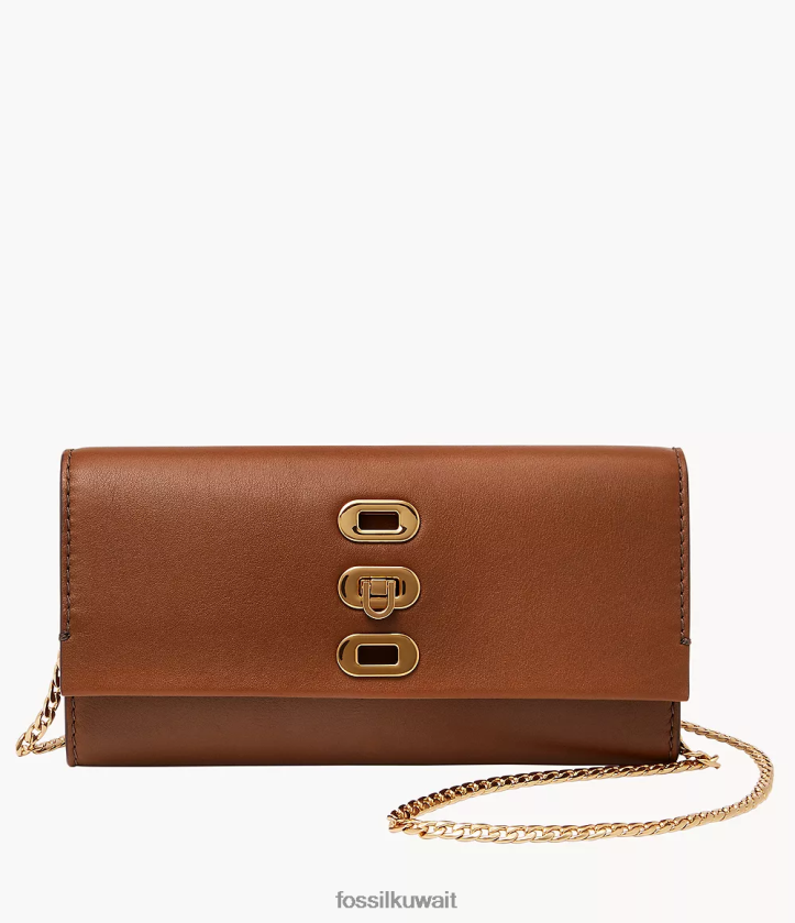 كيلووات Fossil نحيف محفظة بنروز كروس بني 2F6F2315 شنطة