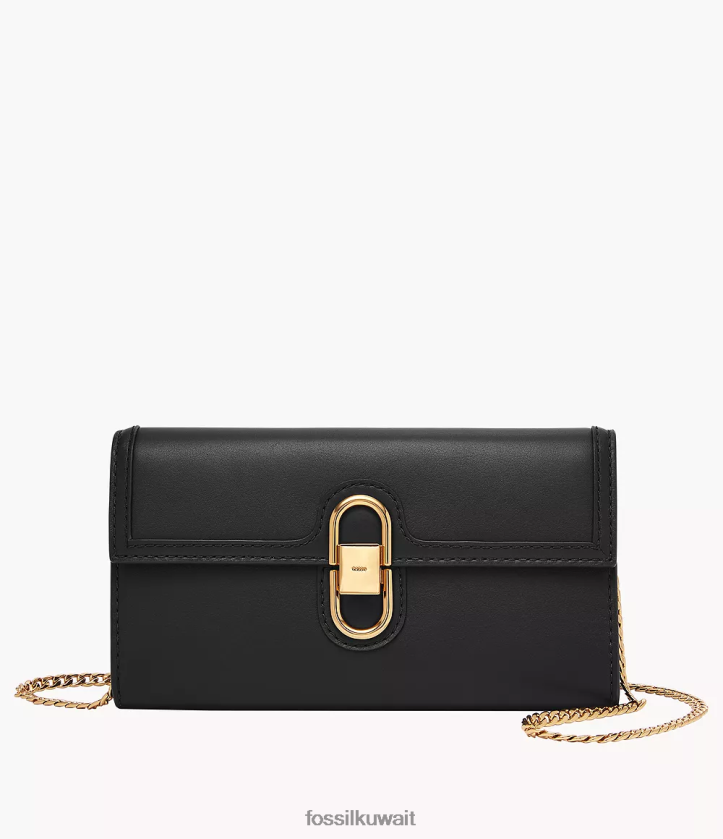 كيلووات Fossil نحيف محفظة أفونديل كروس أسود 2F6F2323 شنطة