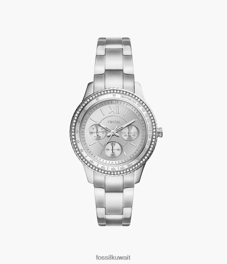 كيلووات Fossil نحيف ساعة ستيلا الرياضية متعددة الوظائف من الستانلس ستيل لهجة الفضة 2F6F236 يشاهد