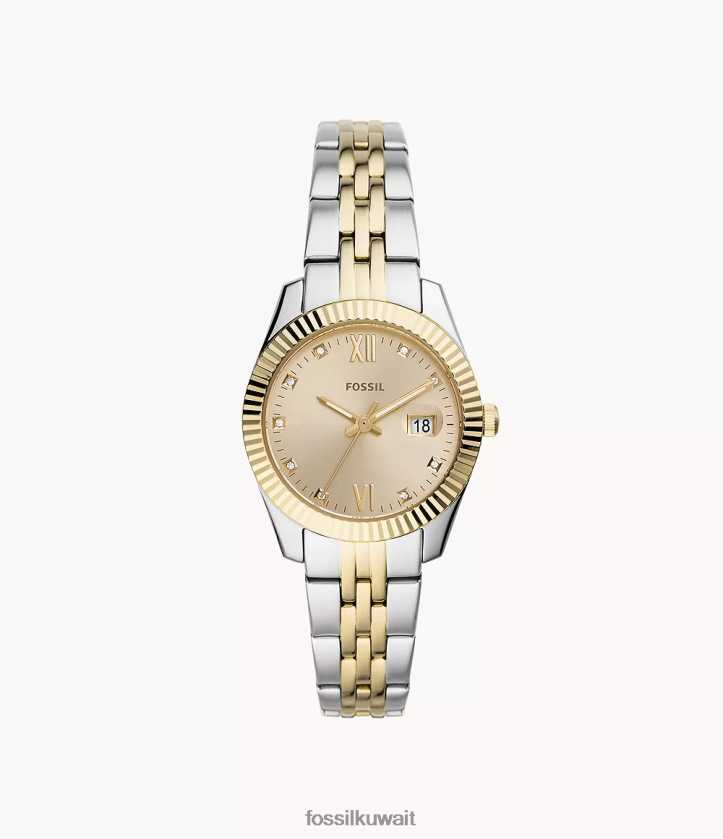 كيلووات Fossil نحيف ساعة سكارليت ميني بثلاثة عقارب من الفولاذ المقاوم للصدأ نغمتان 2F6F241 يشاهد