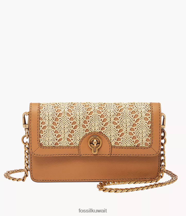 كيلووات Fossil نحيف محفظة أينسلي على سلسلة مع قفل دوار جمل 2F6F2439 شنطة