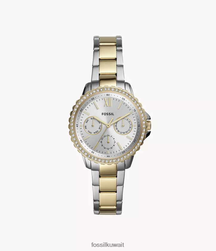 كيلووات Fossil نحيف ساعة ايزي متعددة الوظائف مصنوعة من الستانلس ستيل نغمتان 2F6F244 يشاهد