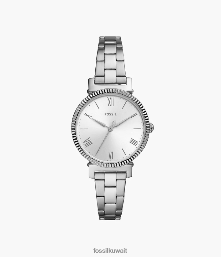 كيلووات Fossil نحيف ساعة ديزي بثلاثة عقارب من الفولاذ المقاوم للصدأ لهجة الفضة 2F6F246 يشاهد