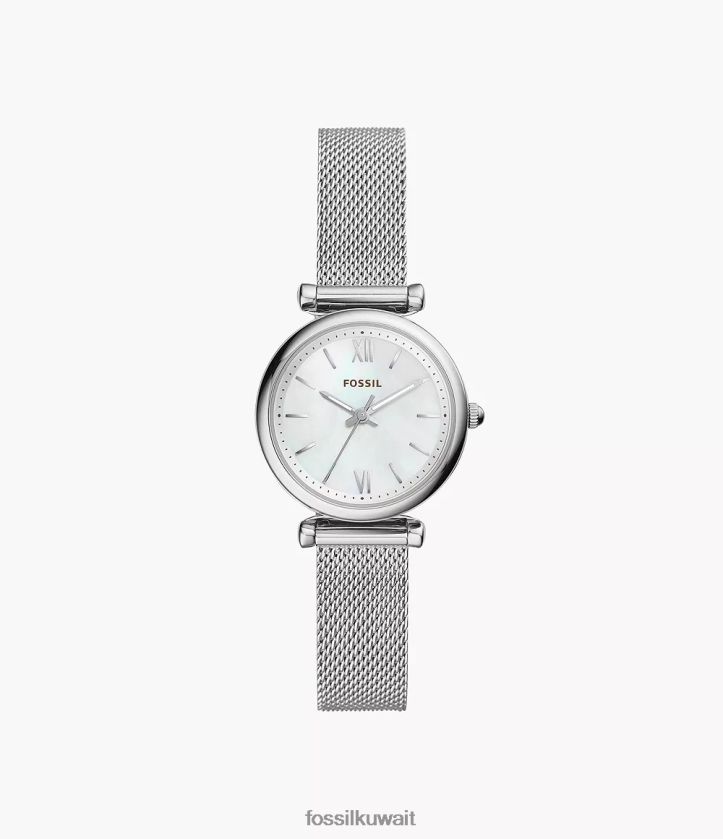 كيلووات Fossil نحيف ساعة كارلي بثلاثة عقارب من الفولاذ المقاوم للصدأ فولاذ عادي 2F6F249 يشاهد