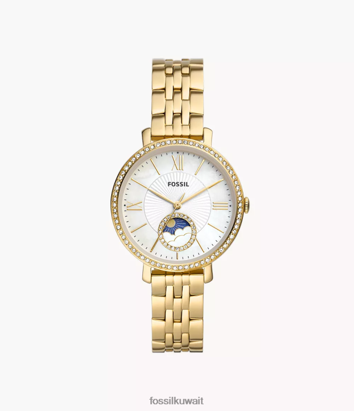 كيلووات Fossil نحيف ساعة جاكلين صن مون متعددة الوظائف من الفولاذ المقاوم للصدأ ذهب 2F6F258 يشاهد