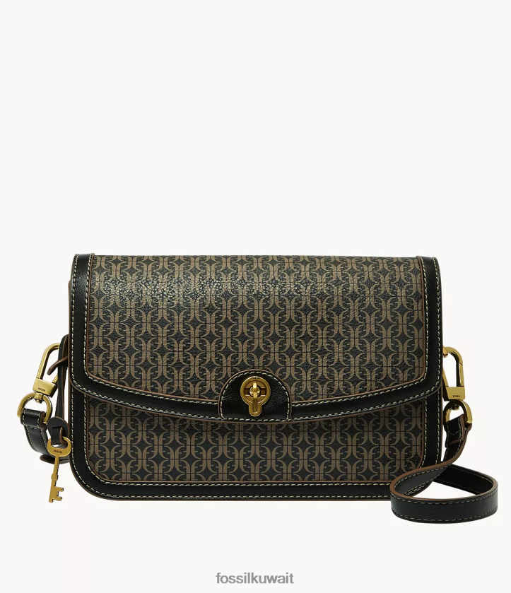 كيلووات Fossil نحيف حقيبة كروس بقلاب من أينسلي أسود 2F6F2641 شنطة