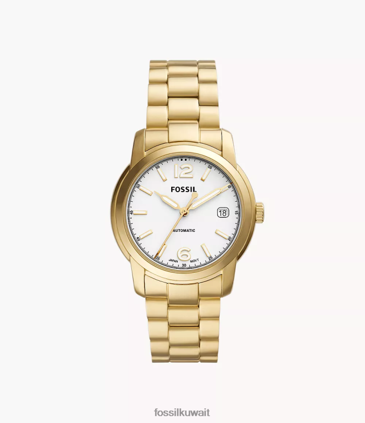 كيلووات Fossil نحيف ساعة تراثية أوتوماتيكية من الفولاذ المقاوم للصدأ نغمة ذهبية 2F6F267 يشاهد