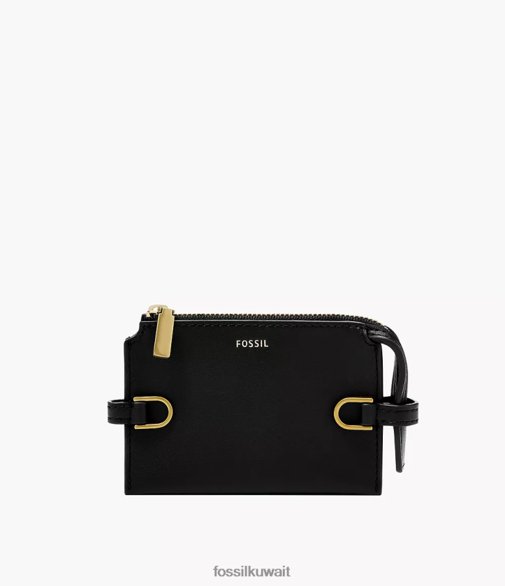 كيلووات Fossil نحيف حافظة بطاقات من جلد الصبار من كير أسود 2F6F2756 محفظة