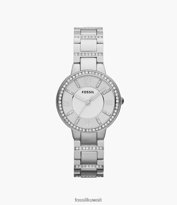 كيلووات Fossil نحيف ساعة فيرجينيا ستانلس ستيل فضة 2F6F284 يشاهد