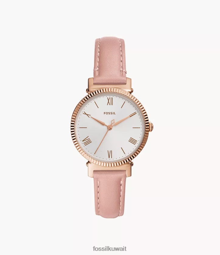 كيلووات Fossil نحيف ساعة ديزي جلدية بثلاثة عقارب احمر خدود 2F6F286 يشاهد