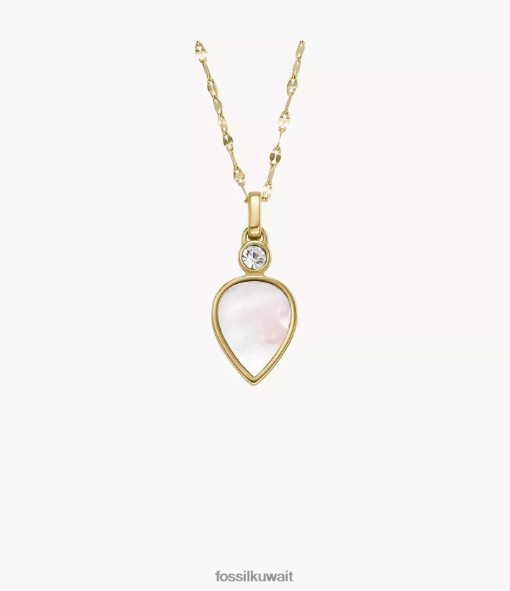 كيلووات Fossil نحيف قلادة قلادة على شكل دمعة أم اللؤلؤ الأبيض 2F6F2904 مجوهرات