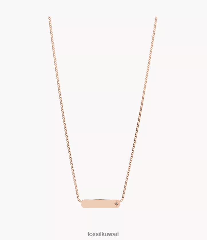 كيلووات Fossil نحيف قلادة سلسلة بار من الفولاذ المقاوم للصدأ من لين روز نغمة ذهبية 2F6F2906 مجوهرات