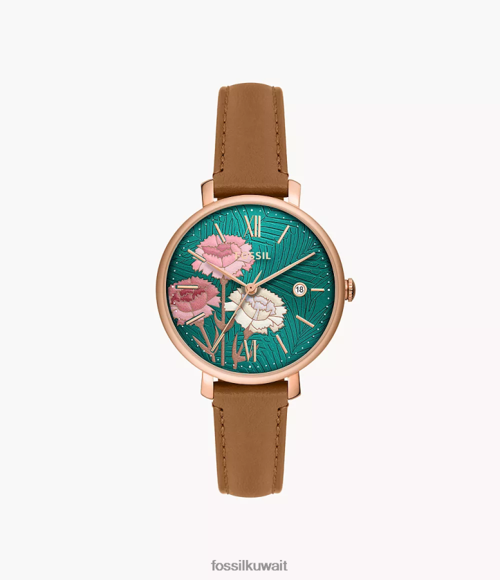 كيلووات Fossil نحيف ساعة جاكلين جلد لايتهيد بثلاثة عقارب لعرض التاريخ بني متوسط 2F6F291 يشاهد