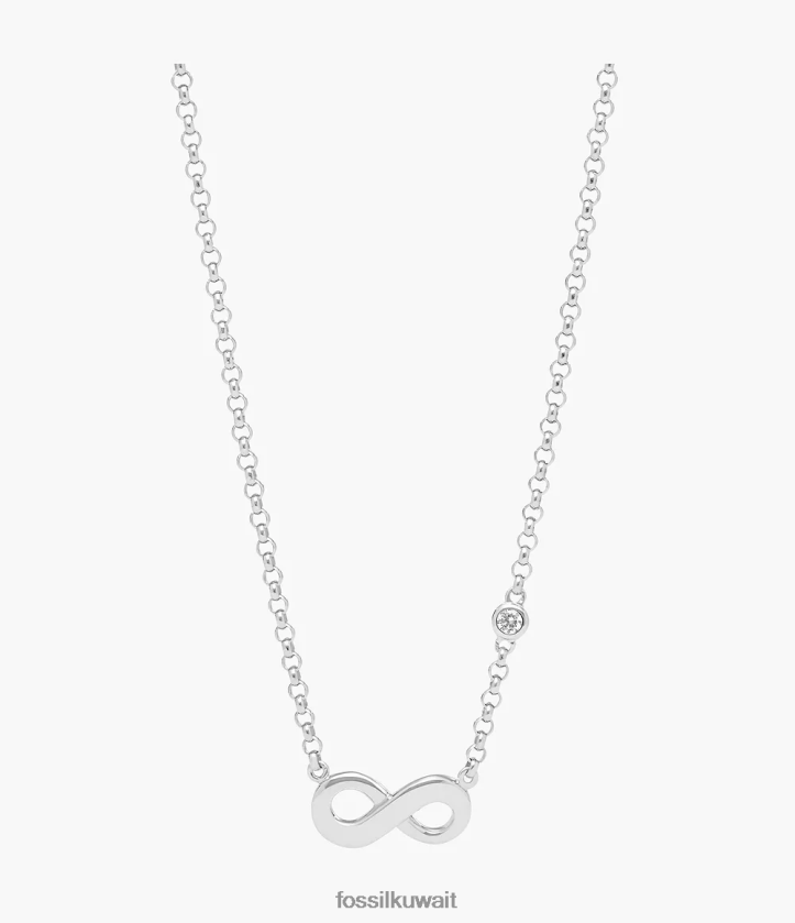 كيلووات Fossil نحيف قلادة إليوت الحب اللانهائي من الجنيه الاسترليني في صندوق فضة 2F6F2922 مجوهرات