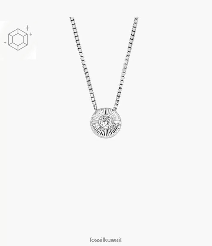 كيلووات Fossil نحيف الاسترليني الملمس دائرة قلادة قلادة فضة 2F6F2926 مجوهرات