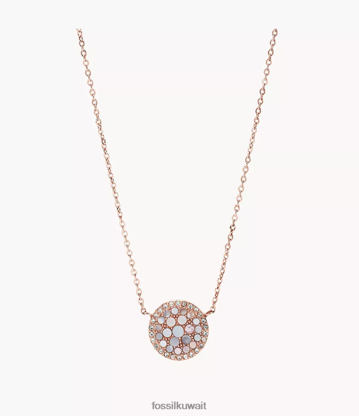 كيلووات Fossil نحيف قلادة فال فسيفساء من الفولاذ المقاوم للصدأ وردي/ذهبي وردي 2F6F2930 مجوهرات