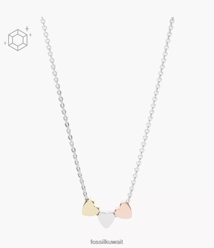 كيلووات Fossil نحيف قلادة على شكل قلب من إليوت لعيد الأم ثلاثية الألوان في صندوق من الجنيه الاسترليني فضة 2F6F2935 مجوهرات
