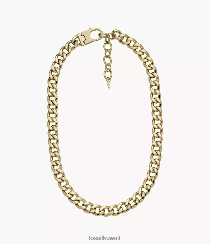 كيلووات Fossil نحيف جميع قلادة سلسلة الفولاذ المقاوم للصدأ مكدسة نغمة ذهبية 2F6F2937 مجوهرات