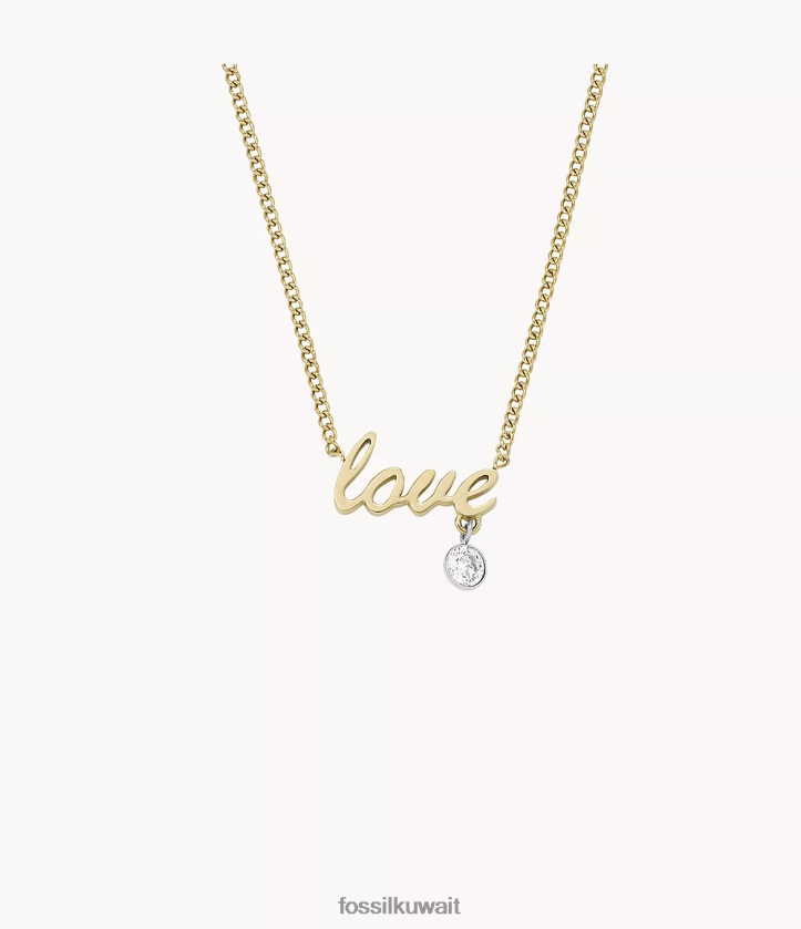 كيلووات Fossil نحيف سادي الحب ملاحظات محطة الفولاذ المقاوم للصدأ قلادة نغمتان 2F6F2948 مجوهرات