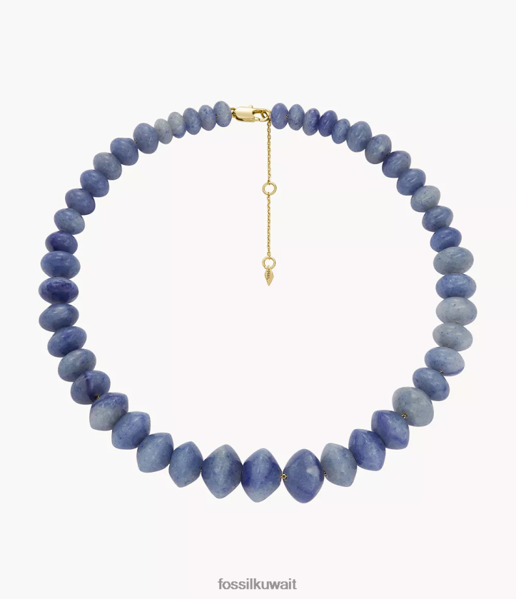 كيلووات Fossil نحيف كل قلادة مطرزة بالخرز أفينتورين أزرق 2F6F2952 مجوهرات