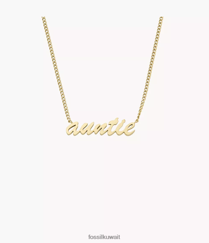 كيلووات Fossil نحيف قلادة الاسم سلسلة من الفولاذ المقاوم للصدأ نغمة ذهبية 2F6F2953 مجوهرات