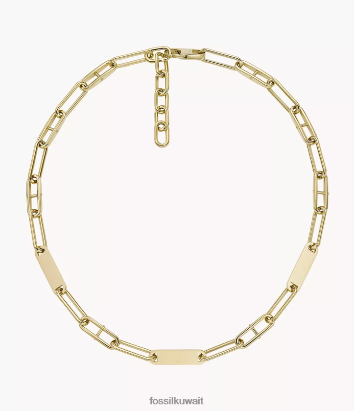 كيلووات Fossil نحيف قلادة سلسلة من الفولاذ المقاوم للصدأ من هيريتاج إيسينشالز نغمة ذهبية 2F6F2958 مجوهرات