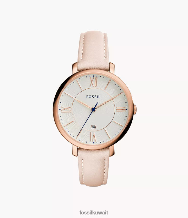 كيلووات Fossil نحيف ساعة جاكلين جلد بثلاثة عقارب لعرض التاريخ احمر خدود 2F6F296 يشاهد